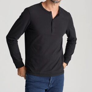 UNTUCKit Men' XL Henley T Shirt Top Dark Gray Black Heather LS 100% Cotton